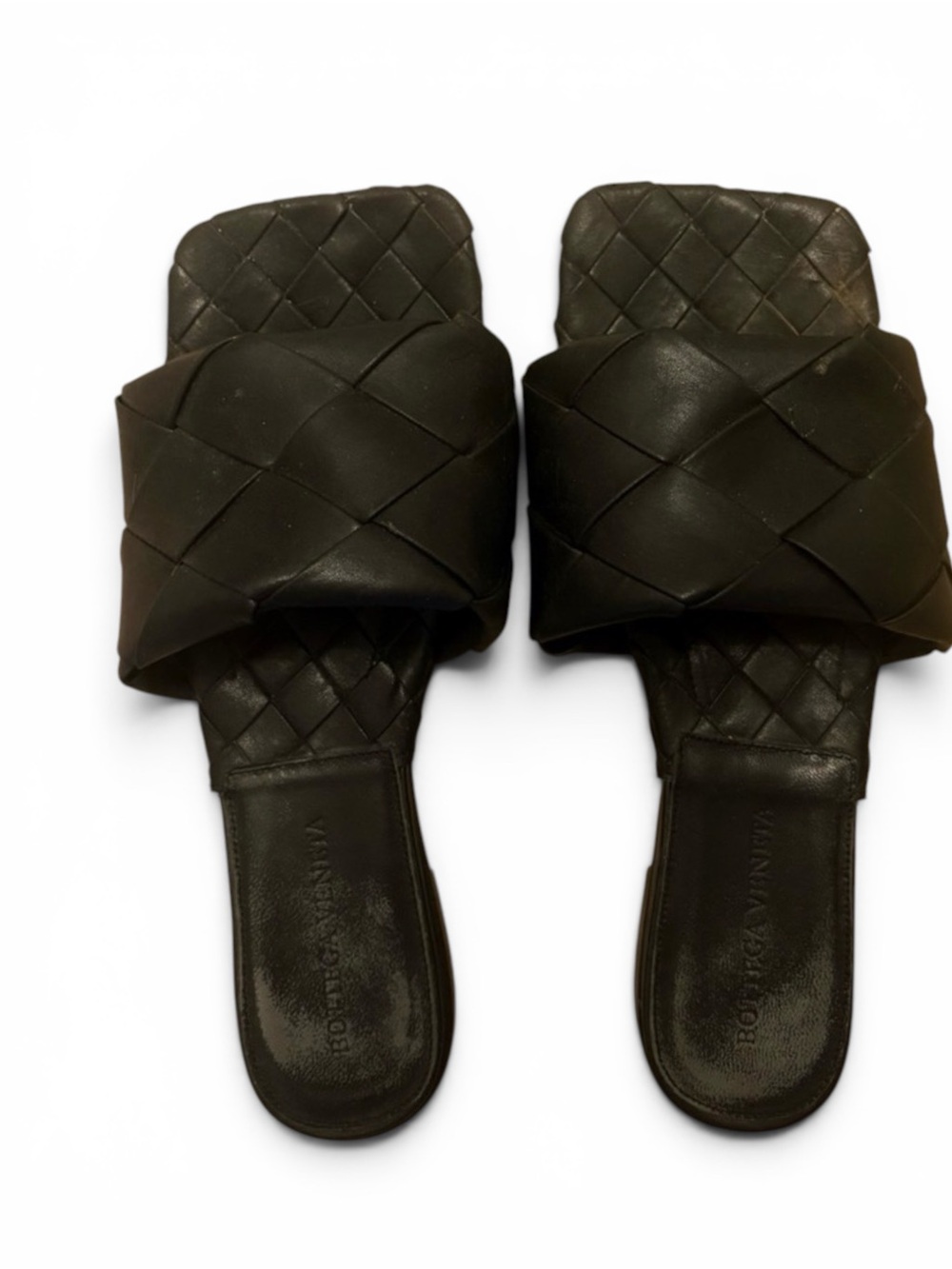Black Woven Leather Sandal like BV